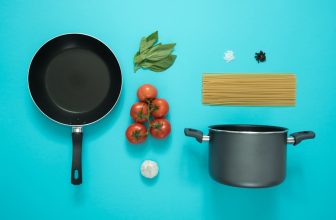 A collection of essential kitchen tools and gadgets arranged on a countertop, showcasing items like knives, measuring cups, and utensils.
